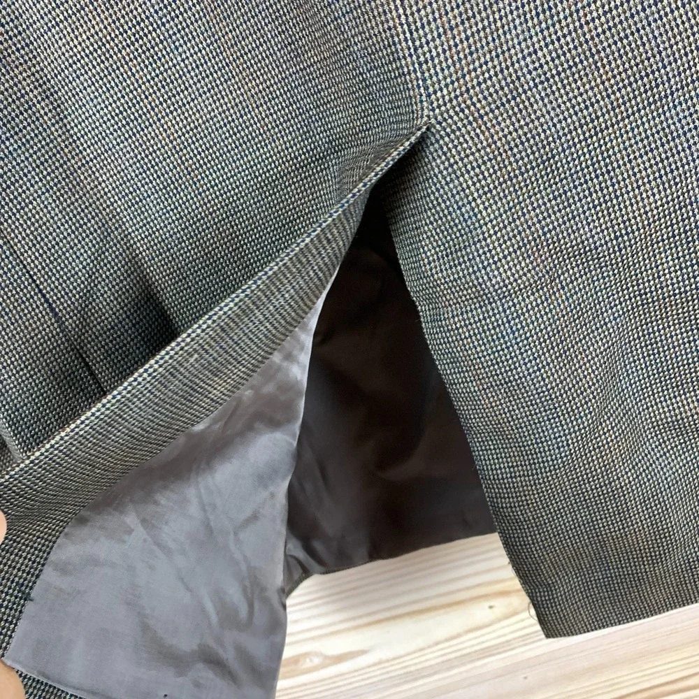 Lauren Ralph Lauren Wool Blazer‎ Sport Coat 44R Brown Mini Houndstooth Academia
